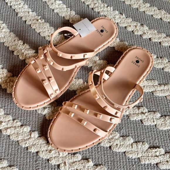 Blush Shoes - Summer beach Shade & Shore Woman's Size 11 Studded Strappy Pink Sandals